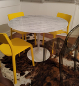 White Round 100cm Marble Tulip Dining Table