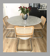 110cm White Round Carrara Marble Dining Table - Onske