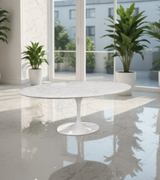 oval italian marble tulip style dining table