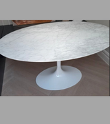 oval Italian Carrara marble white tulip dining table