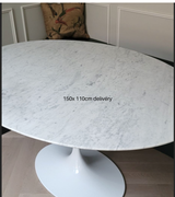 white marble oval marble dining table tulip style