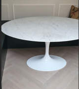 Oval white marble tulip style dining table