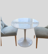 80cm Round White Marble Two Seater Dining or Side Table
