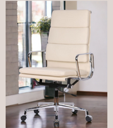 High Back Padded Leather Midcentury Style Office chair