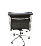 Model 7 black leather Onske swivel chair chrome frame showing rear horizontal arm