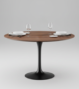 110cm Round Walnut Veneer Top Dining Table Tulip Style