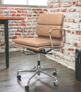 Low Back Padded Leather Midcentury Style Office chair