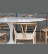 Oval White Marble Dining Table