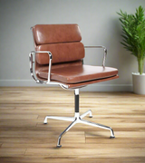 Midcentury Style Leather Swivel Chair