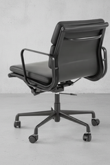 Black Frame with Black Leather Midcentury Style Office chair