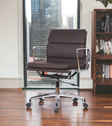 Low Back Padded Leather Midcentury Style Office chair