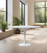 Oval White Carrara Marble Tulip Dining Table