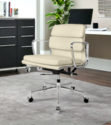 Low Back Padded Leather Midcentury Style Office chair