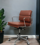 Low Back Padded Leather Midcentury Style Office chair