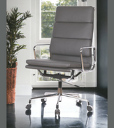 High Back Padded Leather Midcentury Style Office chair