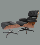 Leather Lounge Armchair Midcentury Style Premium Leather and American Woods