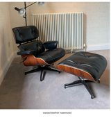 Leather Lounge Armchair Midcentury Style Premium Leather and American Woods
