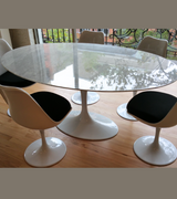 White Oval Italian Marble Dining Table