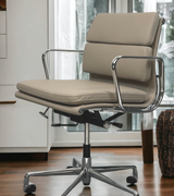 Low Back Padded Leather Midcentury Style Office chair