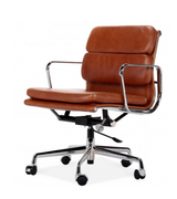 Low Back Padded Leather Midcentury Style Office chair