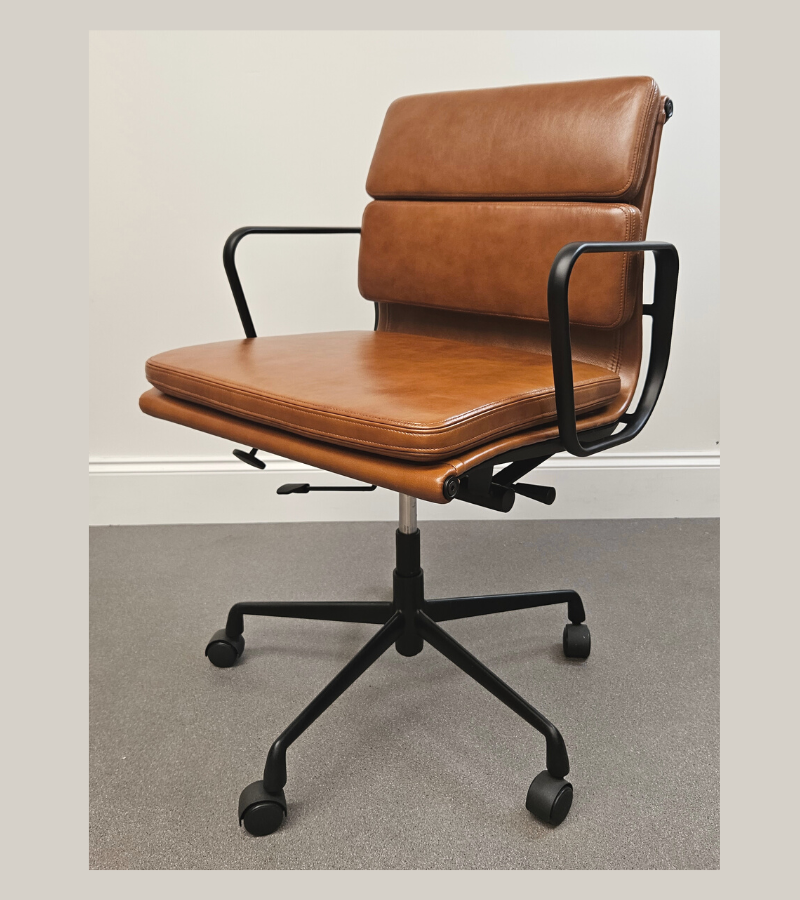 Vintage tan leather office chair deals