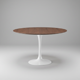 110cm Round Walnut Veneer Top Dining Table Tulip Style