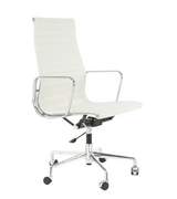 High Back Ribbed Leather Midcentury Style Office chair