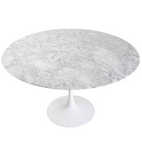 White Round Marble Tulip Dining Table 110cm Circular - Onske