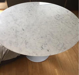 White Round Marble Tulip Dining Table 110cm Circular - Onske