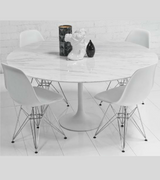 120cm White Round Marble Tulip Dining Table - Onske