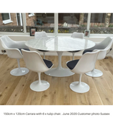 Carrara Marble Tulip Dining Table in Choice of Diameter - Onske