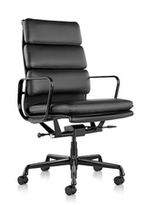 High Back Padded Leather Midcentury Style Office chair