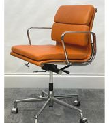 Caramel Leather Midcentury Style Office Chair