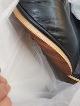 black leather close up