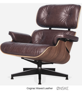 Leather Lounge Armchair Midcentury Style Premium Leather and American Woods