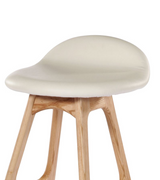 Erik Buch Style Bar Stool Model 61 Oak and White Leather - Onske