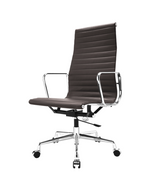 High Back Ribbed Leather Midcentury Style Office chair