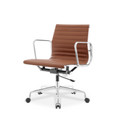 Low Back Ribbed Leather Midcentury Style Office chair