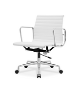 Low Back Ribbed Leather Midcentury Style Office chair