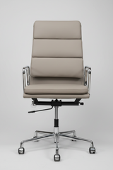 Executive High Back Leather Midcentury Style Office Chair in Aniline Leather