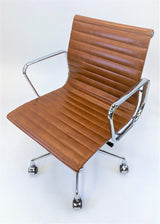 Ribbed Leather Mid-Century Style Office Chair