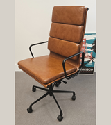 High Back Padded Leather Midcentury Style Office chair