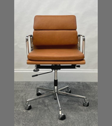 Vintage Tan Waxed Leather Executive Swivel Office Chair
