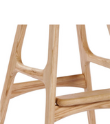 Erik Buch Style Bar Stool Model 61 Oak and White Leather - Onske