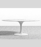 White Carrara Marble Tulip Style Dining Table - Onske