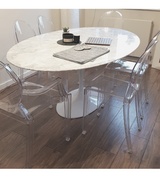 Oval Tulip Carrara Marble Dining Table 170cm - Onske