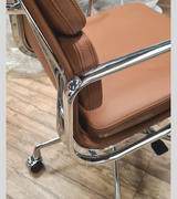 Chestnut Tan Leather Soft Pad Aluminium Frame Office Chair