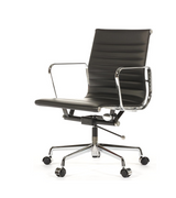 Ribbed Leather Mid-Century Style Office Chair