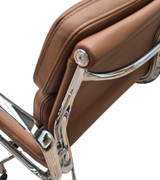 Tan Leather Low Back Padded Leather Midcentury Style Office chair