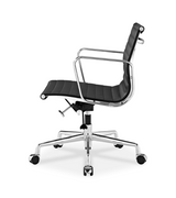 Low Back Ribbed Leather Midcentury Style Office chair